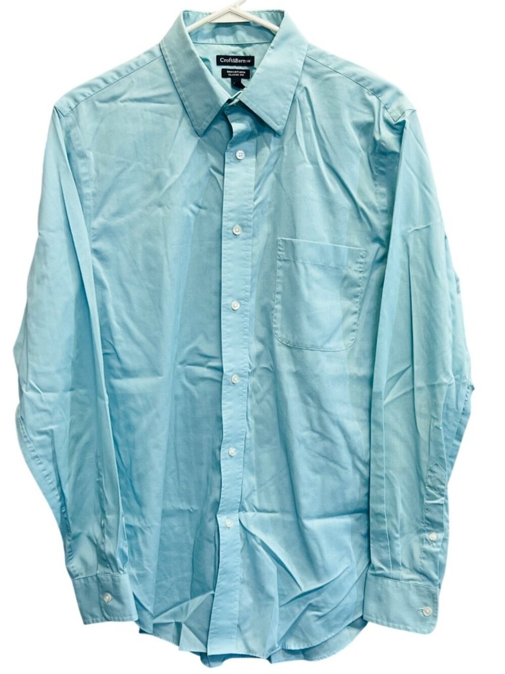 Croft & Barrow Mens Dress Shirt Light Blue (15.5) 34/35 Front Pocket Long Sleeve